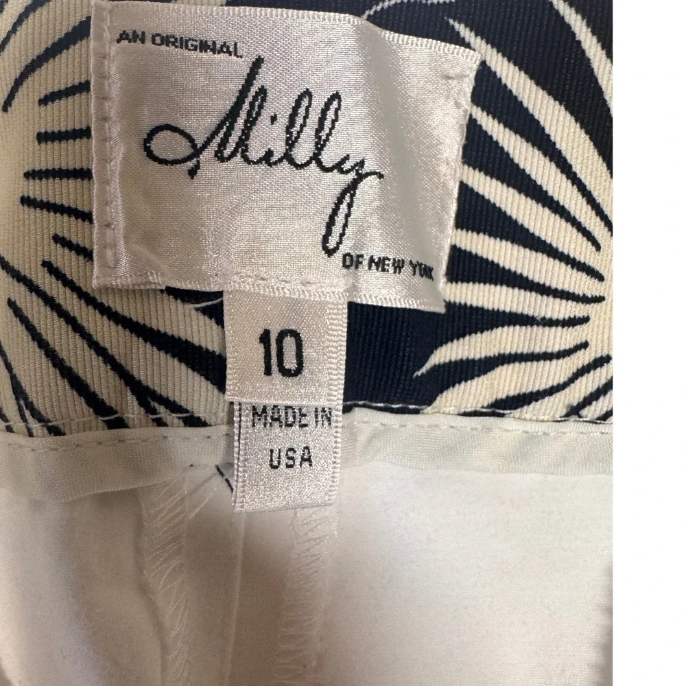 Milly of New York Womens White Navy Trim Cropped Pants SZ 10 Nautical Coastal - Picture 4 of 9